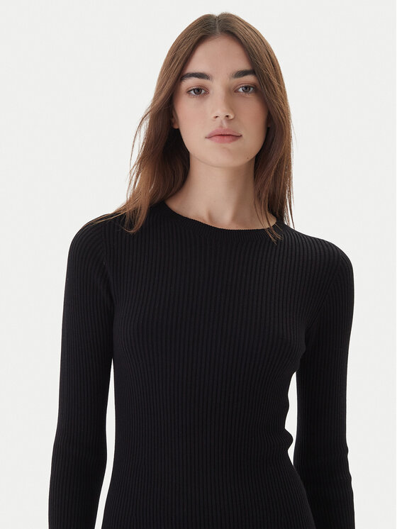 Kontatto Kontatto Трикотажна сукня 3M0819C Чорний Slim Fit