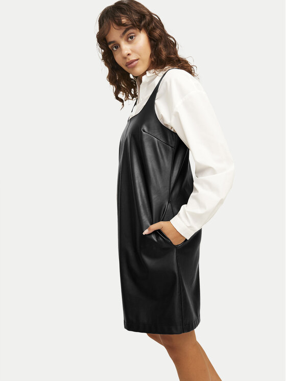 JJXX JJXX Dirbtinės odos suknelė Stella 12262769 Juoda Regular Fit