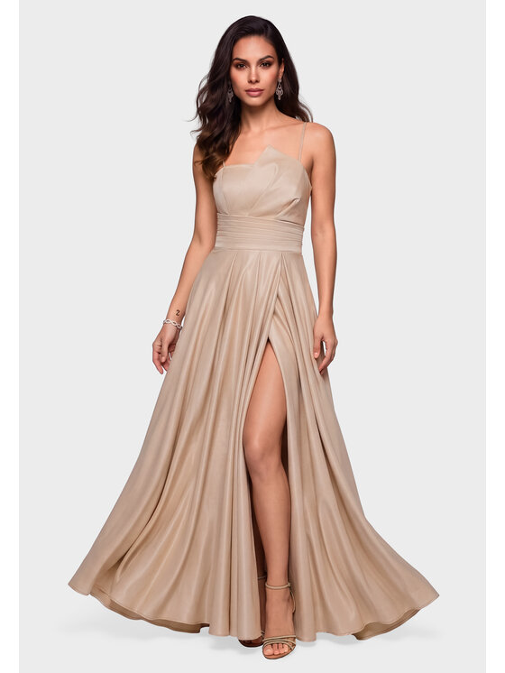 Ombre Ombre Sukienka wieczorowa LA-OM-DLR454 Złoty Regular Fit
