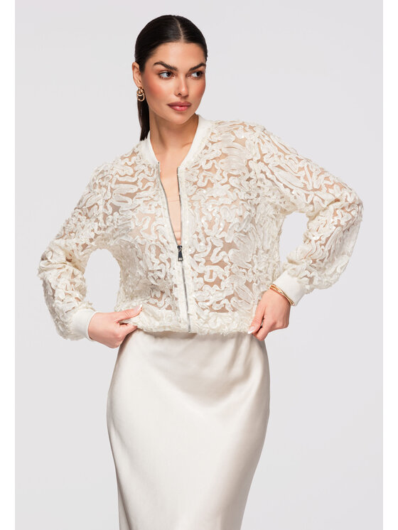 Ombre Ombre Kurtka bomber OW-JANP-0134 Beżowy Loose Fit