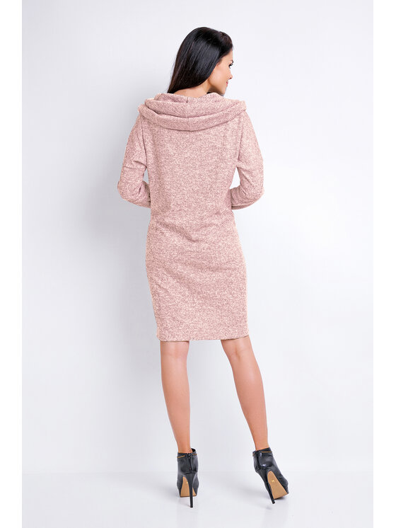 Awama Awama Sukienka dzianinowa A161 Różowy Basic Fit