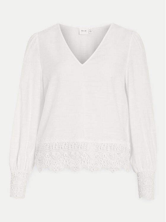 Vila Vila Bluza Lina 14103516 Bela Regular Fit