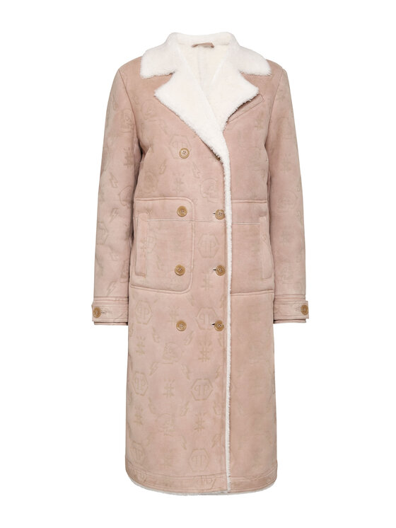 PHILIPP PLEIN PHILIPP PLEIN Cappotto in pelle 4495 Beige Loose Fit