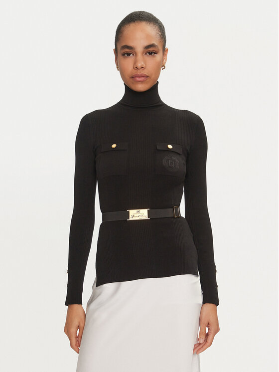 Elisabetta Franchi Rolák MK-11B-46E2-V890 Čierna Slim Fit