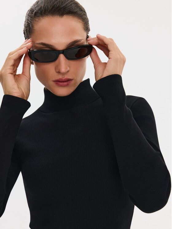 Nudyess Nudyess Sukienka codzienna Askja z prążka Czarny Slim Fit