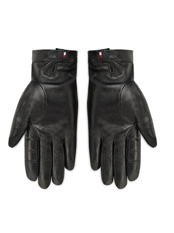 Tommy Hilfiger Gants homme Textile Mix Leather Gloves AM0AM07883 Noir Modivo