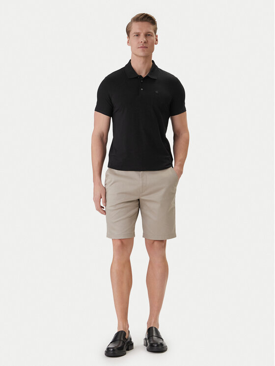 Calvin Klein Calvin Klein Тениска с яка и копчета LV04LF200G Черен Slim Fit