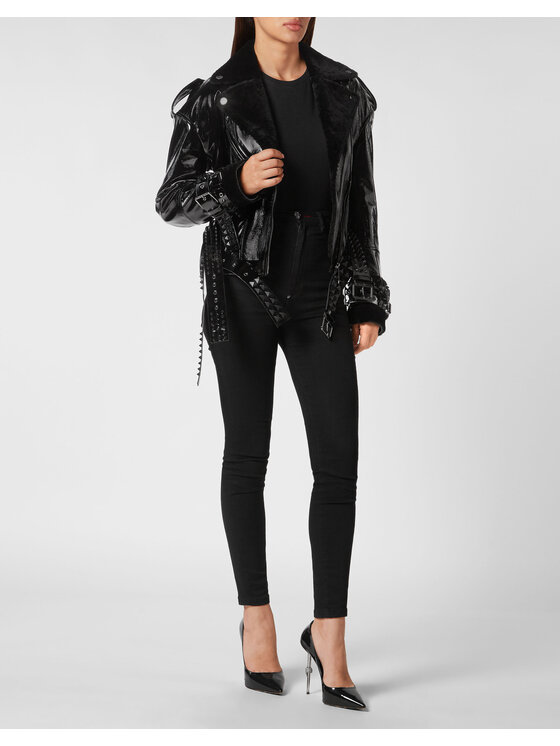 PHILIPP PLEIN PHILIPP PLEIN Kurtka skórzana 4031 Czarny