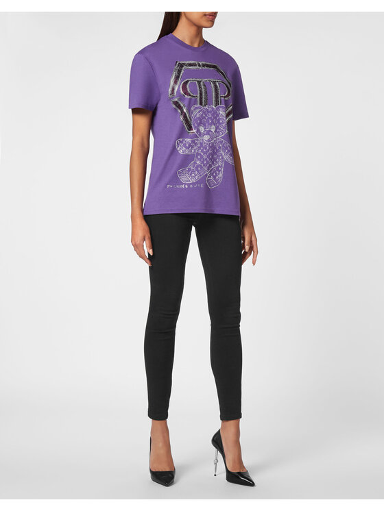 PHILIPP PLEIN PHILIPP PLEIN Tričko 3871 Fialová Regular Fit
