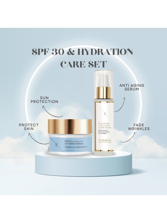 Erthskin London Erthskin London Krem na dzień z kwasem hialuronowym SPF 30 50ml + Serum z kwasem hialuronowym i kolagenem Krem na dzień