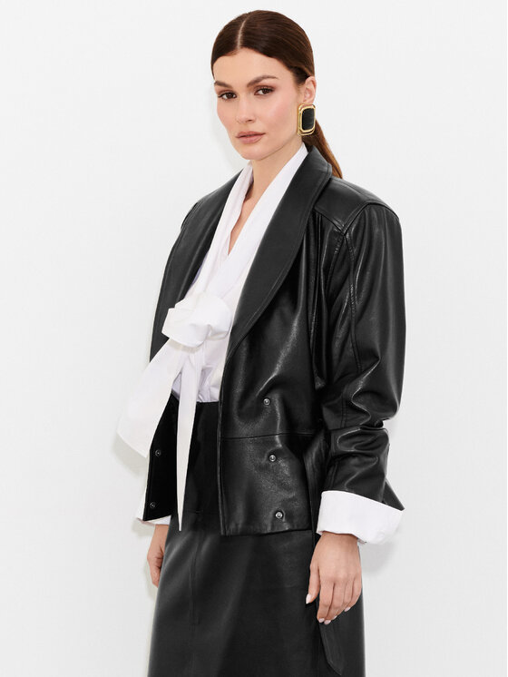 FAN LEATHER FAN LEATHER Kurtka skórzana JTLW869-60 Czarny Oversize