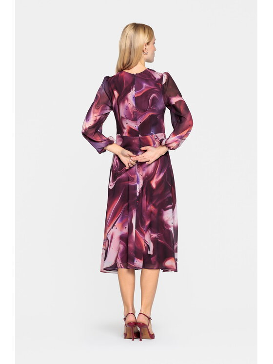 EMOI EMOI Sukienka koktajlowa szyfonowa w odcieniach bordo Bordowy Feminine Fit
