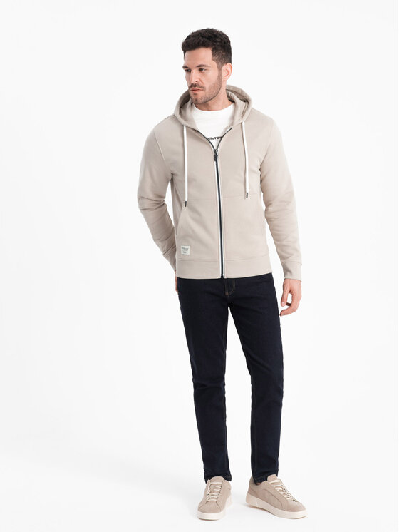 Ombre Ombre Mikina OM-SSBZ-0178 Béžová Classic Fit
