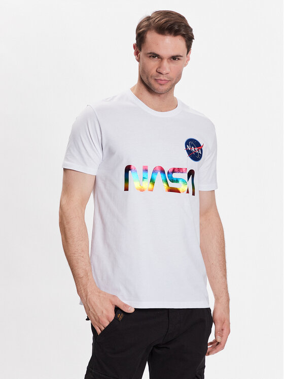 Alpha Industries T-krekls NASA Refl. T Metal 178501M Balts Regular Fit