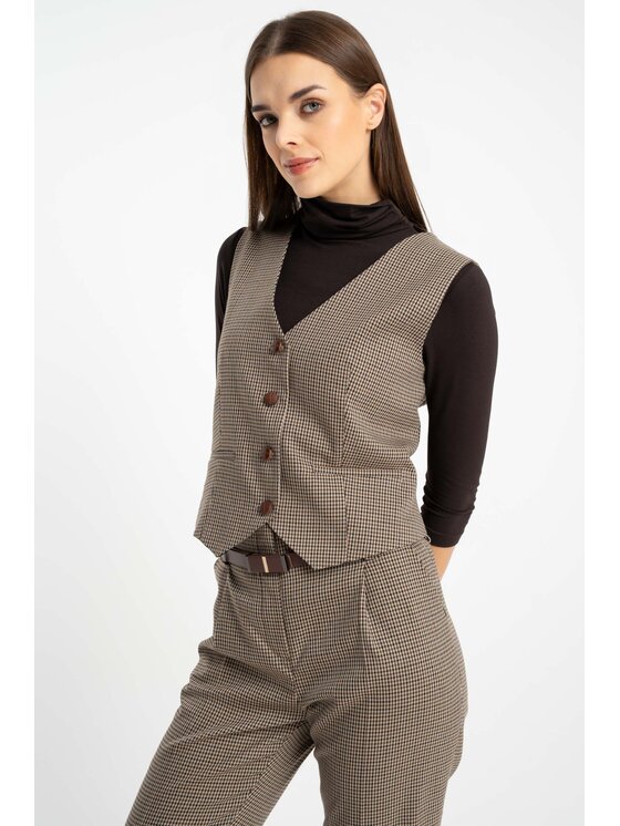CLICK CLICK Γιλέκο 71-0037 Καφέ Classic Fit