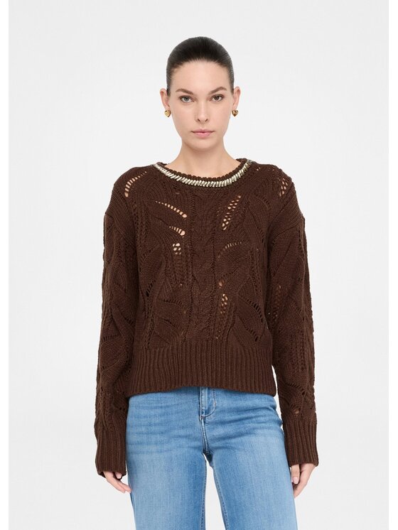 Liu Jo Damski Sweter, rozmiar XS, Brązowy, MF5452MA37R90915