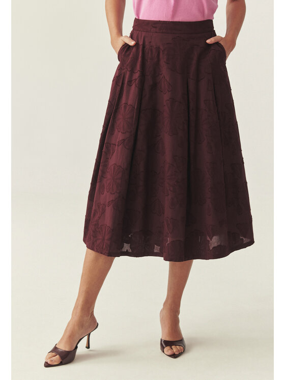 TATUUM TATUUM Spódnica midi TAFTIKO 2 Bordowy Flare Fit