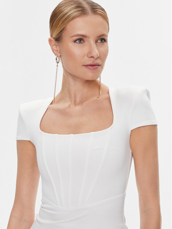 Marciano Guess Marciano Guess Koktejlové šaty 4RGK67 6375Z Bílá Slim Fit