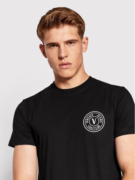 Versace Jeans Couture Versace Jeans Couture T-Shirt Vemblem Rub 73GAHT06 Czarny Regular Fit