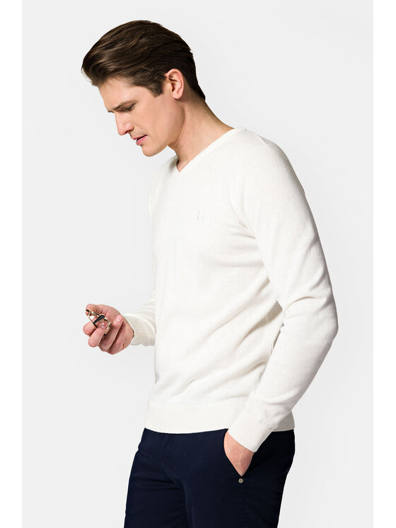 Lancerto Lancerto Sweter Harrison SW073123000006 Biały Regular Fit