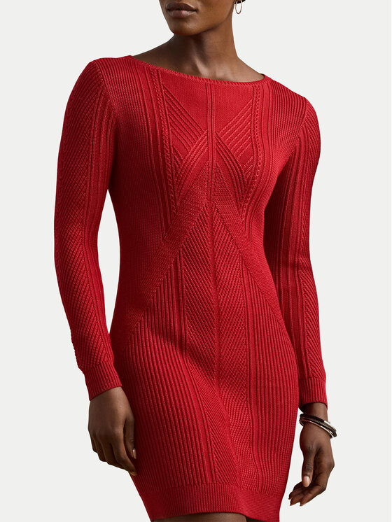 LAUREN RALPH LAUREN LAUREN RALPH LAUREN Kötött ruha 200971346001 Piros Slim Fit