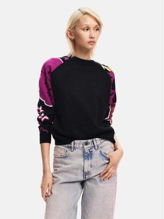 Desigual Sveter Barrie 24WWJF24 Čierna Regular Fit