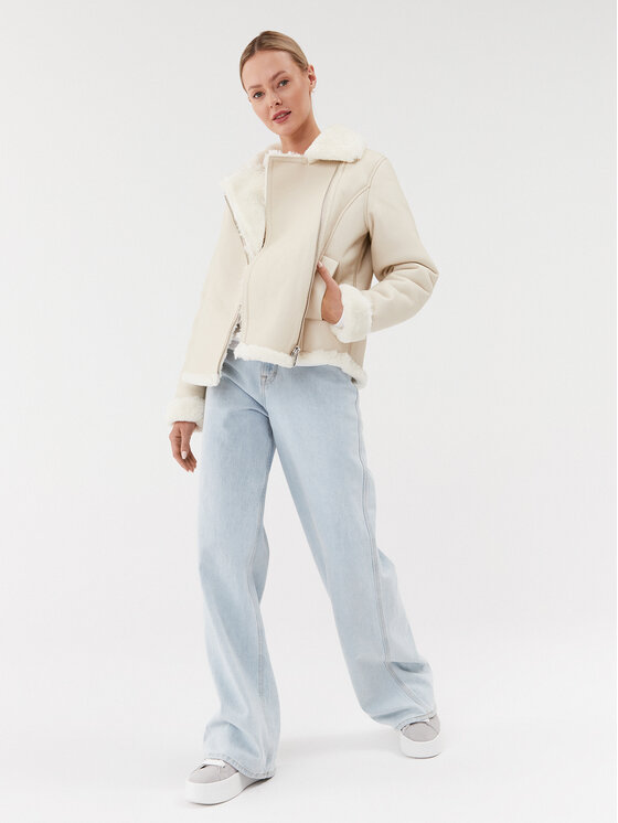 Guess Guess Cappotto in shearling Dafne W3BL60 WFSL0 Écru Regular Fit