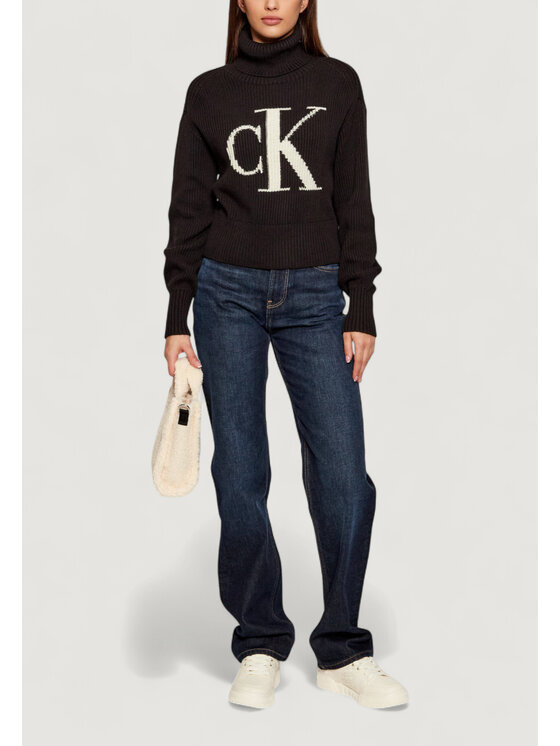 Calvin Klein Jeans Calvin Klein Jeans Maglione BLOWN UP CK LOOSE SWEATER CONTRA Nero Loose Fit
