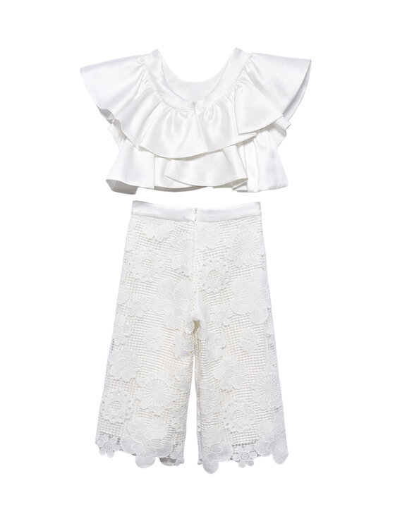 Abel & Lula Abel & Lula Komplet bluzka i spodnie 5212 Biały Regular Fit