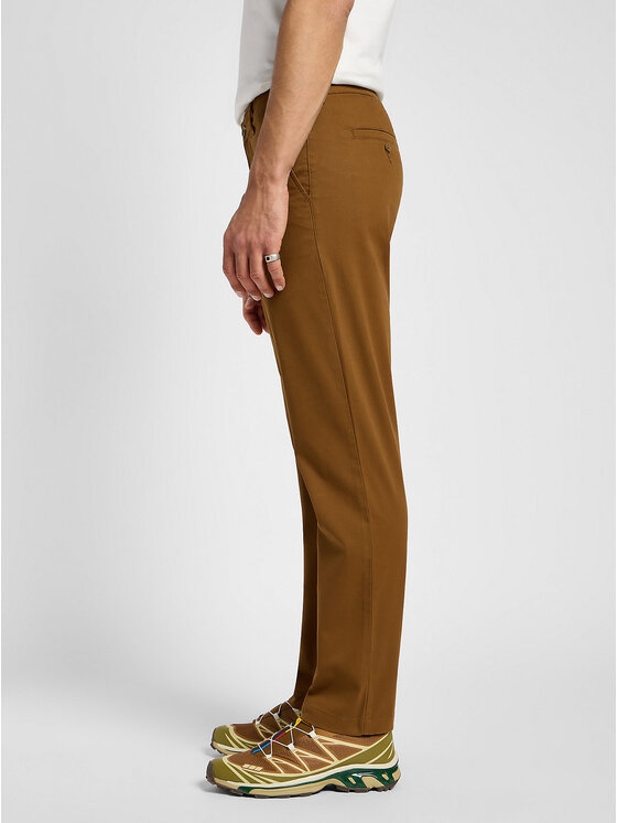 Lee Lee Spodnie materiałowe REGULAR CHINO Brązowy Regular Fit