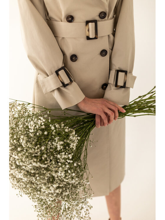 Entelier Entelier Płaszcz przejściowy klasyczny Beżowy Classic Fit