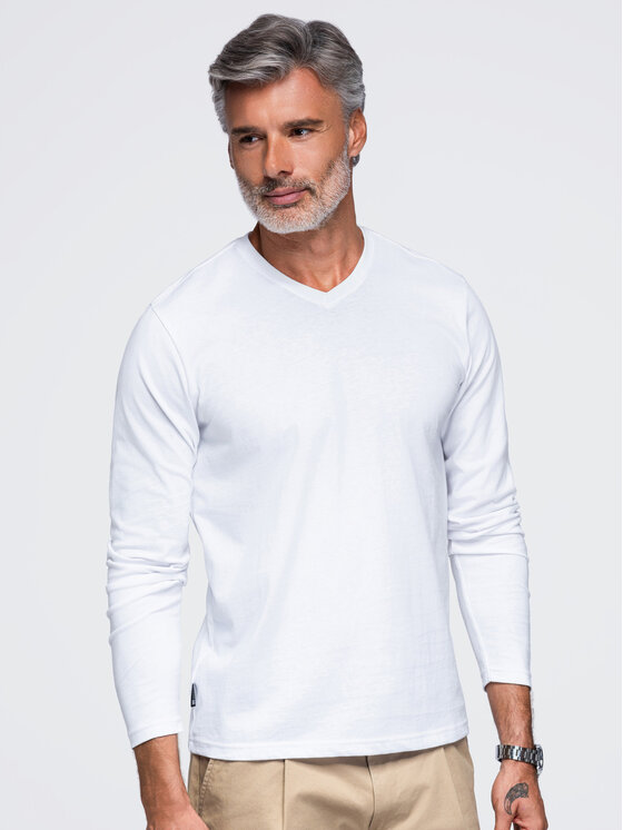 Ombre Ombre Longsleeve OM-LSBL-0143 Biały Regular Fit