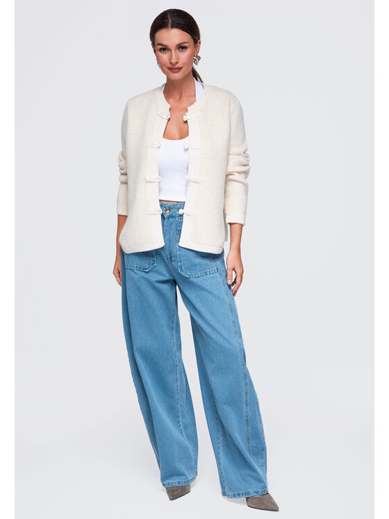 Ombre Ombre Sweter OW-SW-E0007 Beżowy Regular Fit