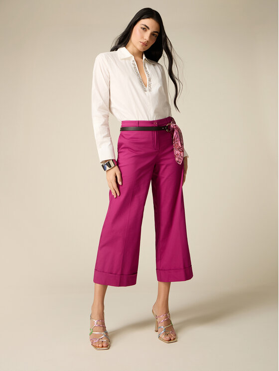 Oltre Oltre Pantaloni di tessuto P02BR009295N019 Viola Baggy Fit