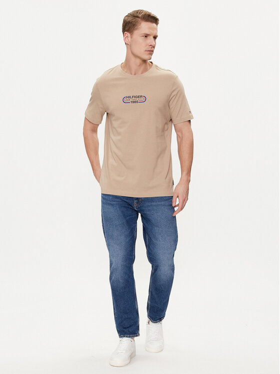 Tommy Hilfiger Tommy Hilfiger T-krekls Track Graphic MW0MW34429 Bēšs Regular Fit