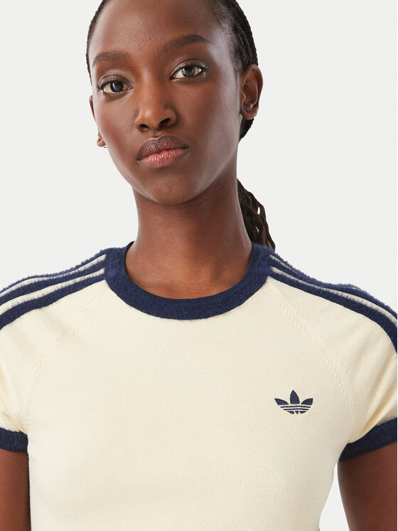 adidas adidas T-Shirt KS7376 Kremowy Slim Fit