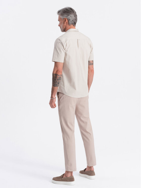 Ombre Ombre Koszula OM-SHSS-0168 Écru Regular Fit