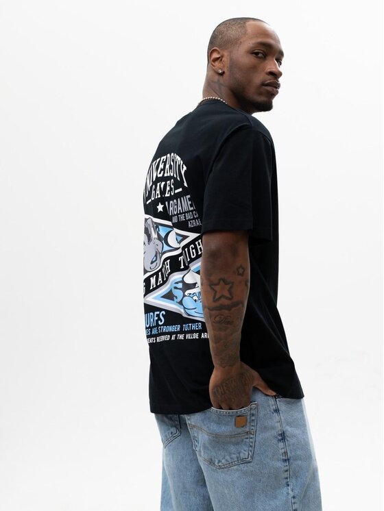Smerfy Smerfy T-Shirt Szeroka luźna 127669 Czarny Oversize
