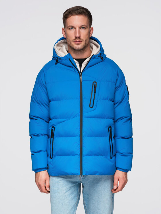 Ombre Ombre Kurtka zimowa OM-JAHP-0302 Niebieski Regular Fit