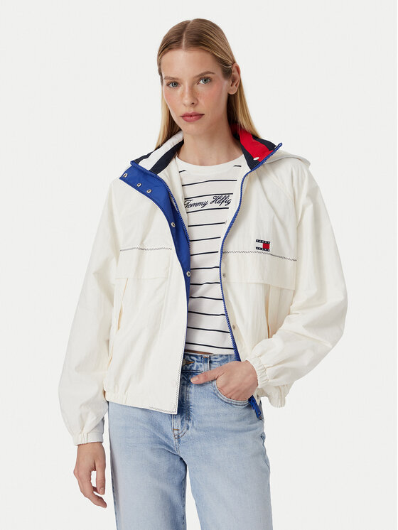 Tommy Jeans Tommy Jeans Vetrovka Regatta DW0DW22915 Bela Oversize