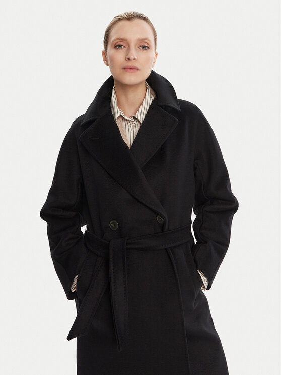 Weekend Max Mara Weekend Max Mara Palton de lână Resina 2525016031 Negru Regular Fit