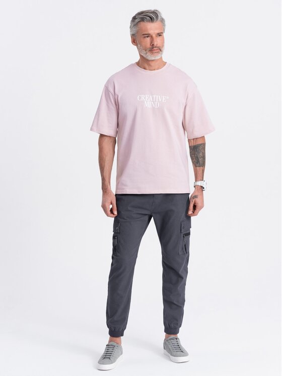 Ombre Ombre Joggers kalhoty OM-PAJO-0125 Šedá Cargo Fit