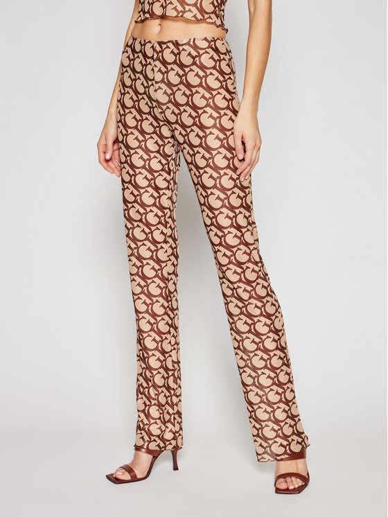 Guess Guess Pantaloni din material E1GB01 NT01L Maro Flare Fit