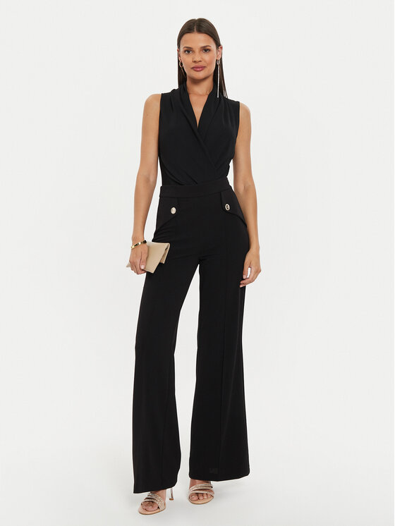 Rinascimento Rinascimento Kalhoty z materiálu CFC0019594002 Černá Regular Fit