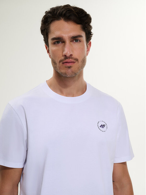 4F 4F T-Shirt WHEEL & WAVE Biały Relaxed Fit