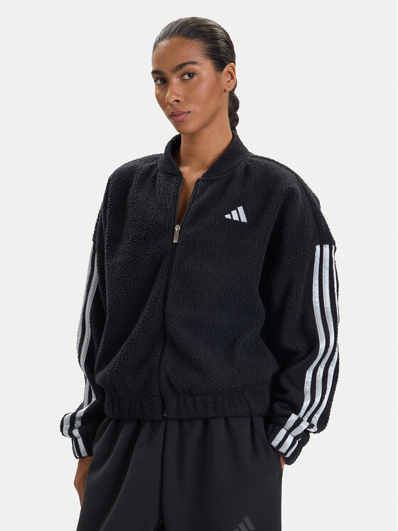 adidas adidas Džemperis Holiday High Pile JM1891 Juoda Loose Fit