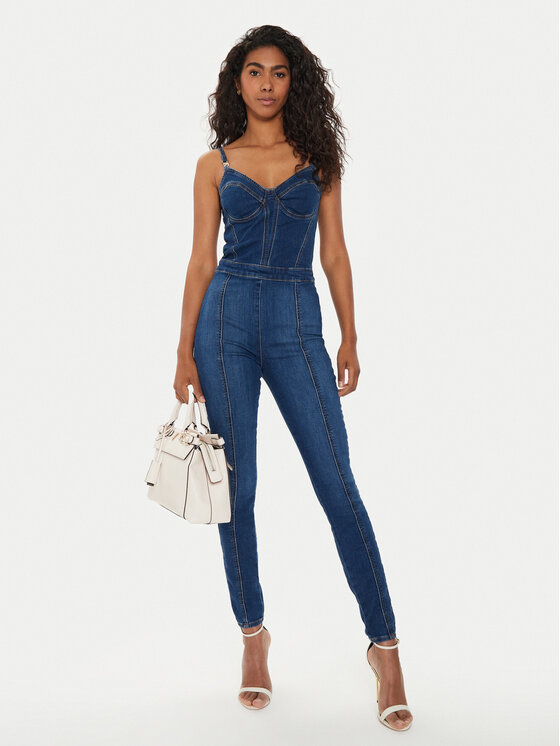 Guess Guess Kombinezon W4YD85 D5FU0 Granatowy Slim Fit