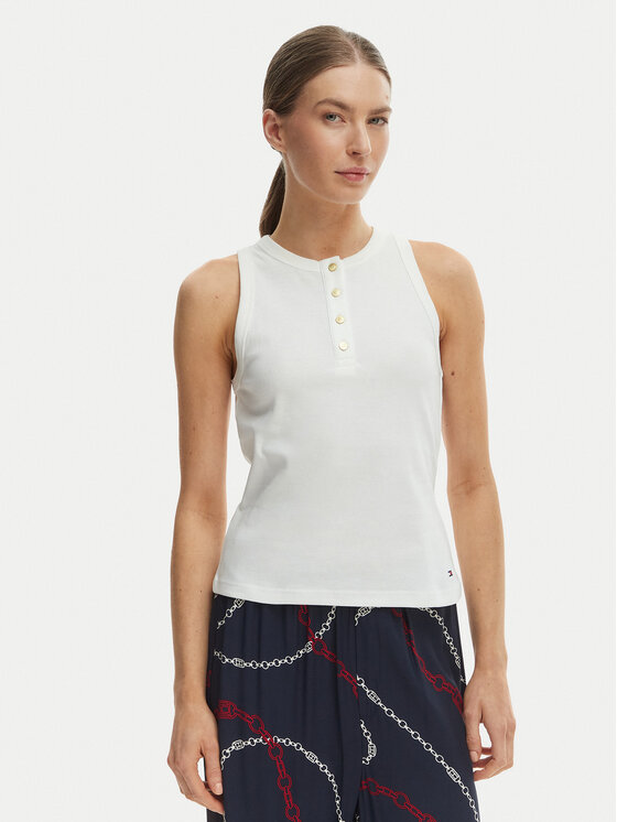 Tommy Hilfiger Tommy Hilfiger Τοπ WW0WW49251 Εκρού Slim Fit