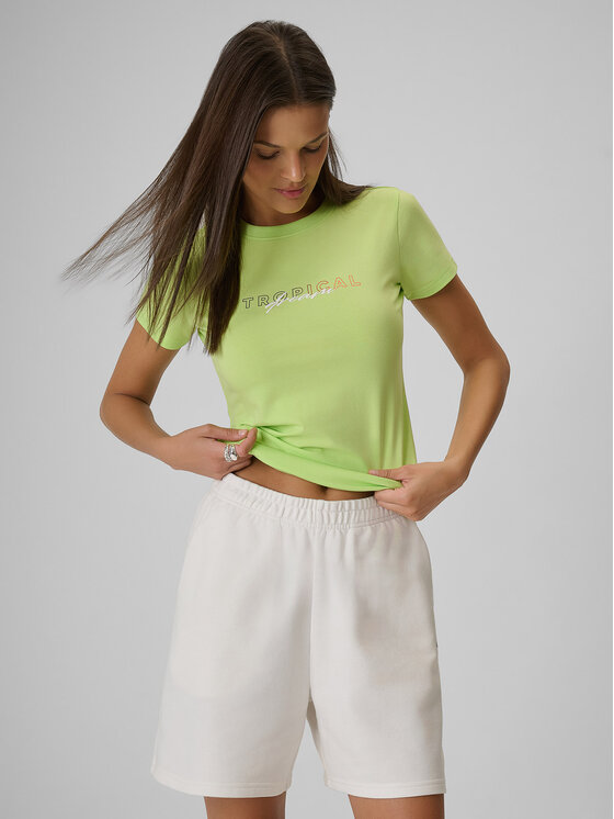 4F 4F T-Shirt BEACHWEAR Żółty jasny Slim Fit