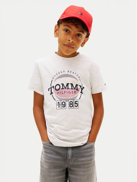 Tommy Hilfiger Tricou Basketball Graphic KB0KB10277 D Gri deschis Regular Fit